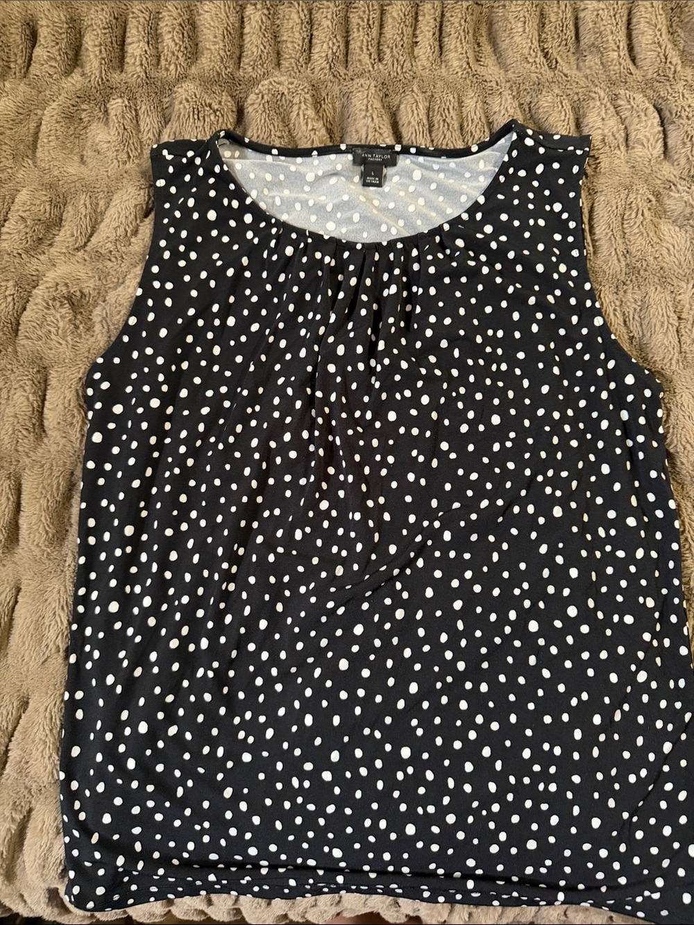 Ann Taylor Black and White Polka Dot Sleeveless Camisole